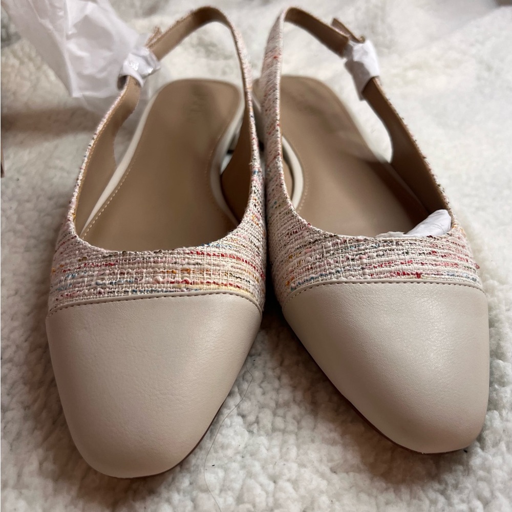 J. Crew Rainbow Tweed Slingback Flats